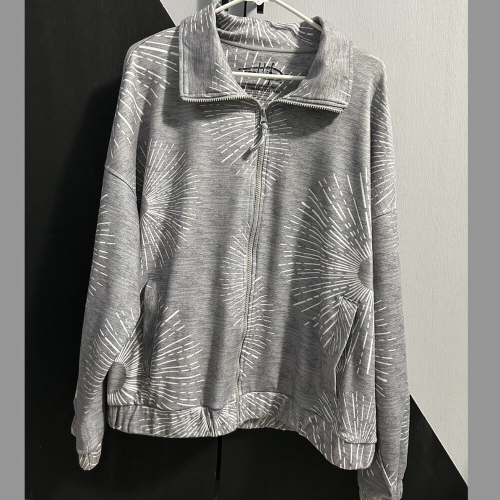 Reel Life Clairabelle Soft Sunburst Print Full-Zip Jacket‎ Women's Size XXL